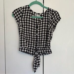 Hollister Black and White Gingham Top
